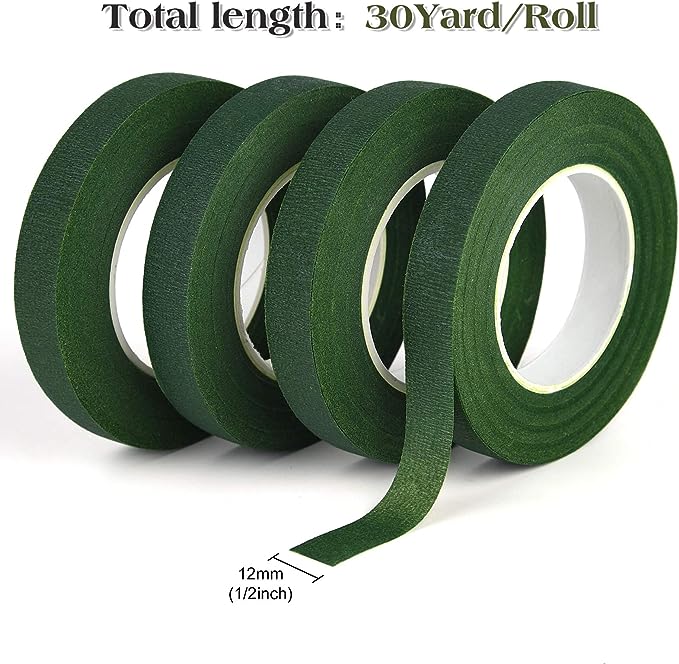 4 Rolls Floral Tape for Bouquet Stem Wrap 30 Yards 1/2 Wide Green Florist  Tapes for Wrapping Flower DIY Craft Projects Wedding Flowers Making Flower