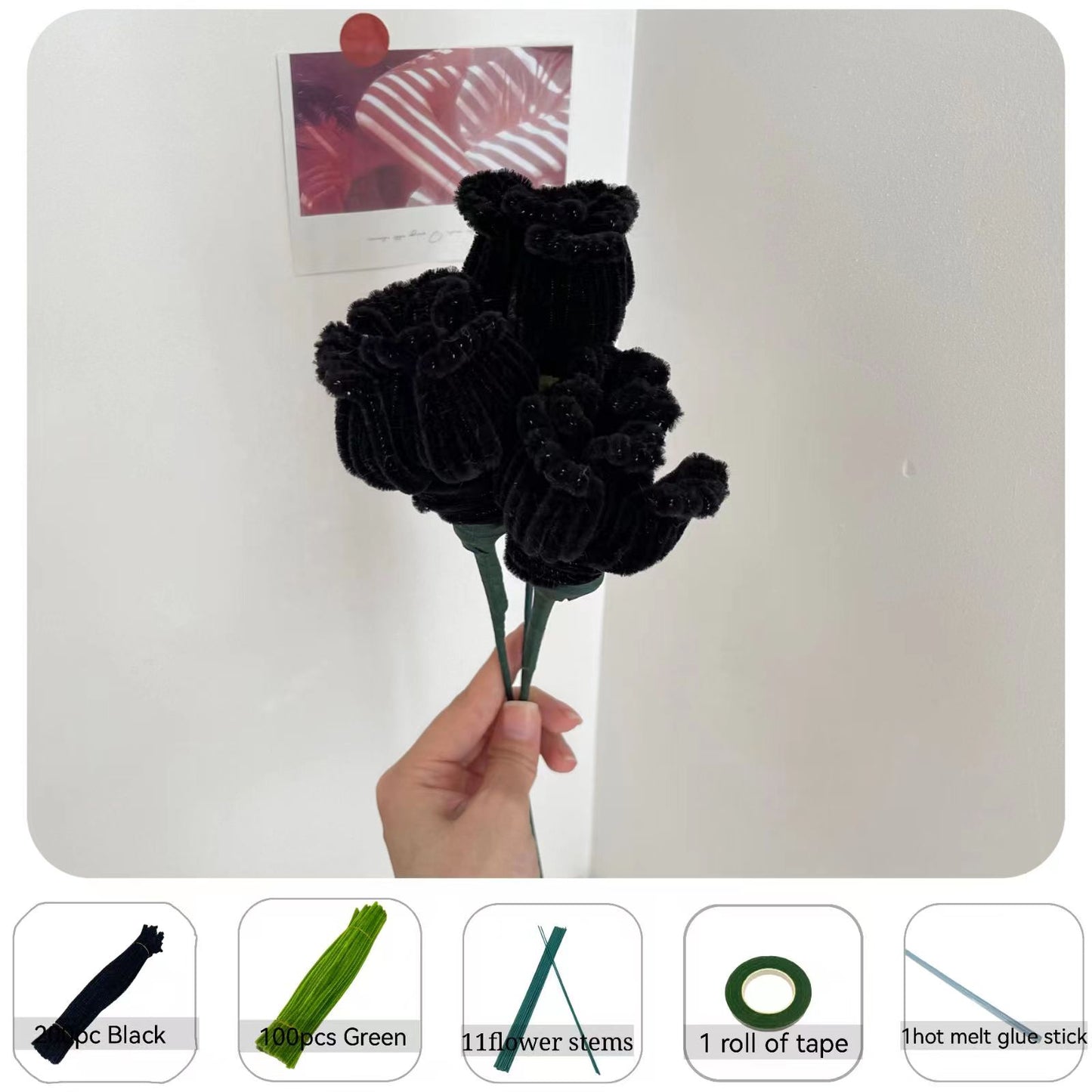 300pcs bricolage cure-pipe fleurs bouquet cadeau kit ensemble avec tutoriel cadeau saint valentin