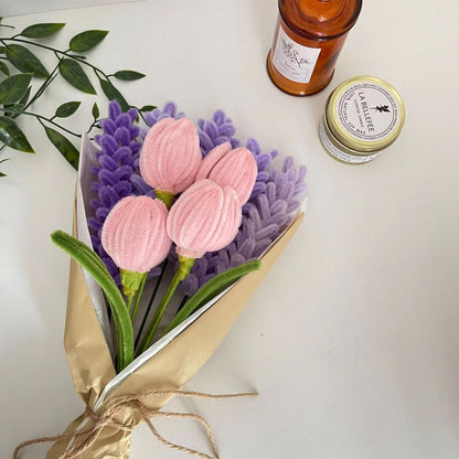 Vrolija bricolage cure-pipe fleurs bouquet cadeau kit ensemble avec tutoriel cadeau Saint Valentin